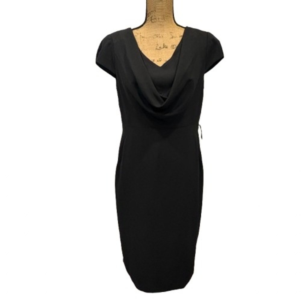 NWT Anne Klein Suit Separates Black Cowl Neck Sheath Dress Professional Size 8